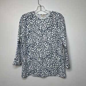 Mahi Gold AOP Tunic Top Women’s XL Navy White Floral Print